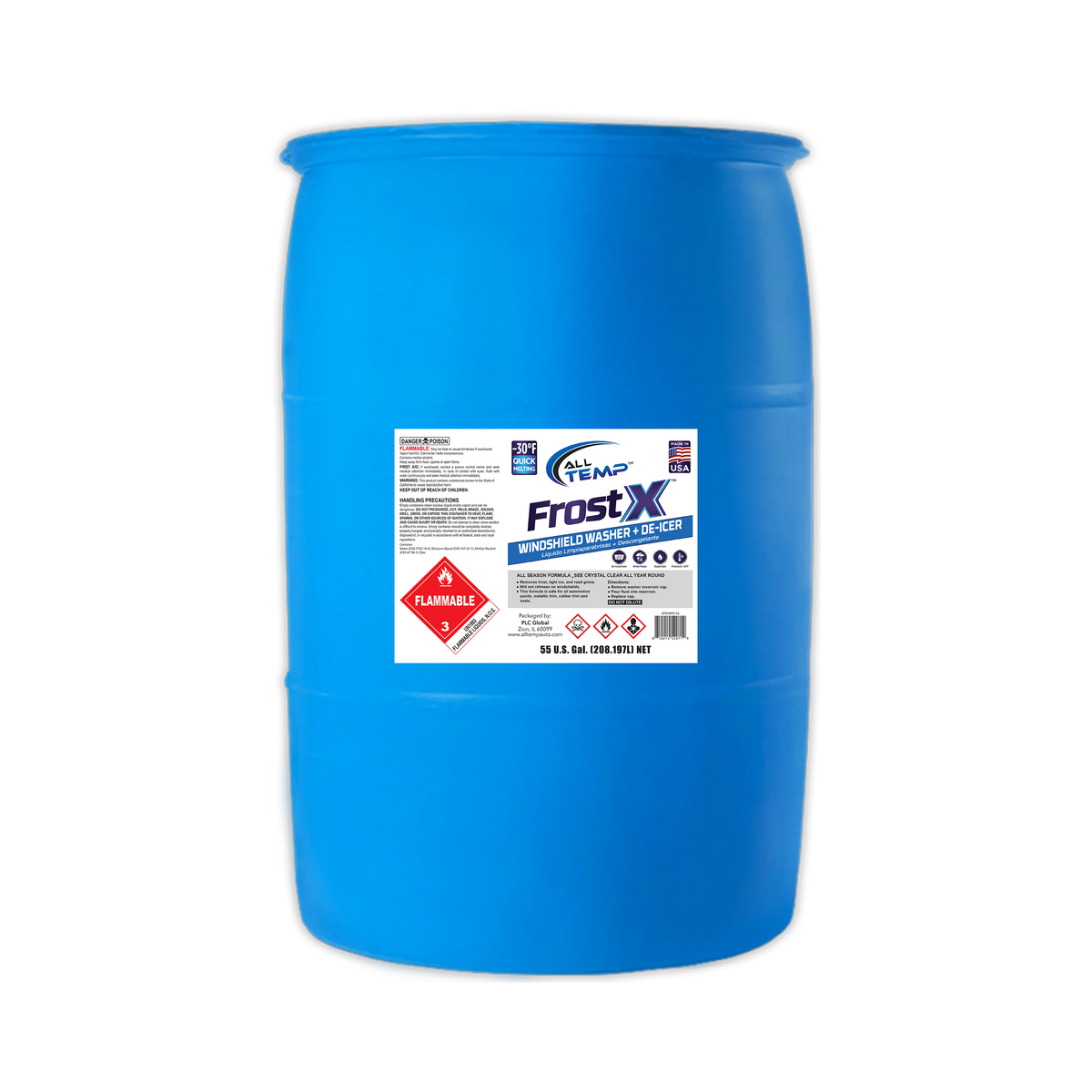 ALL TEMP – FrostX -30°F Windshield Washer & Deicer – 55 Gallon Drum | Bulk Pallet (4 Drums)